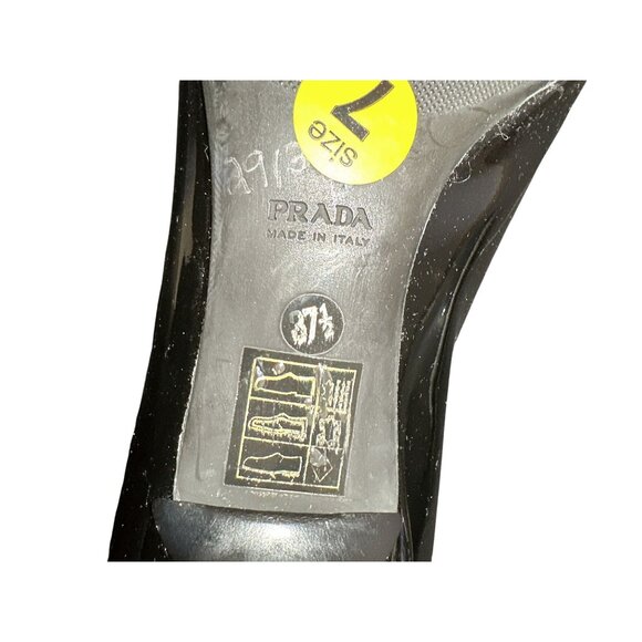 Prada Black Patent Leather Peep Toe Heels w/Bow Accent Size 7 - Picture 9 of 9